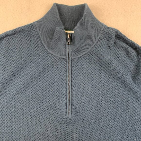 Ted Baker Mens Sweater XL / Size 5 Navy Blue 1/4 Zip Pullover Long Sleeve Knit - Picture 3 of 9